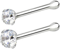 Forbidden Body Jewelry 22g 14k Gold CZ Simulated Diamond Micro Nose Stud, 1.25mm CZ Single