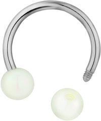 Forbidden Body Jewelry 16g 10mm Surgical Steel Horseshoe Piercing Ring with 4mm Pearly White Acrylic Balls