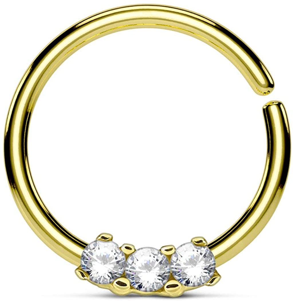 Forbidden Body Jewelry 16g Bendable Surgical Steel Comfort Ends CZ Cartilage/Septum Hoop-Pick Style/Color