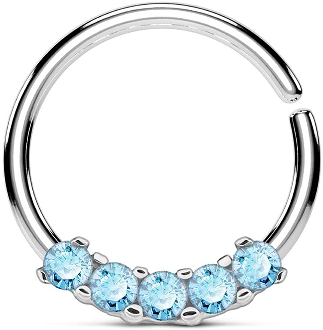 Forbidden Body Jewelry 16g Bendable Surgical Steel Comfort Ends CZ Cartilage/Septum Hoop-Pick Style/Color