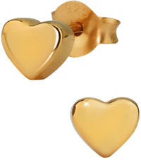 Hypoallergenic 14k Gold Plated Sterling Silver Little Heart Stud Earrings for Kids (Nickel Free)