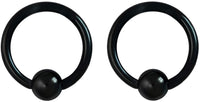 Pair 10g-20g Black/Rainbow Surgical Steel Captive Bead Body Piercing Hoops (Select Color/Gauge/Diameter)