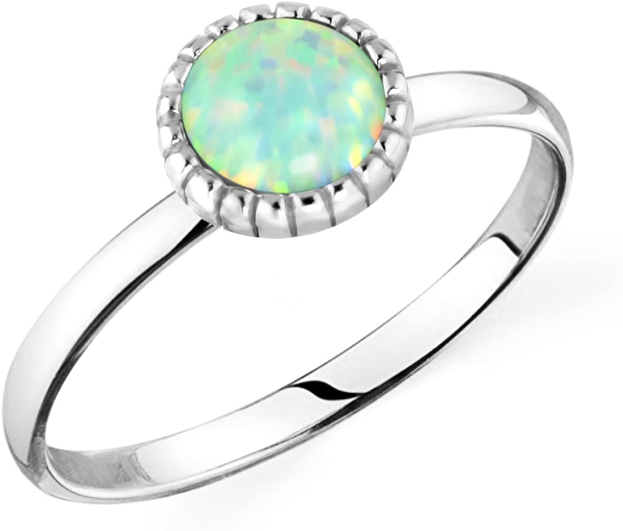 Forbidden Body Jewelry .925 Sterling Silver Synthetic Opal Knuckle Ring (Size 3.5)