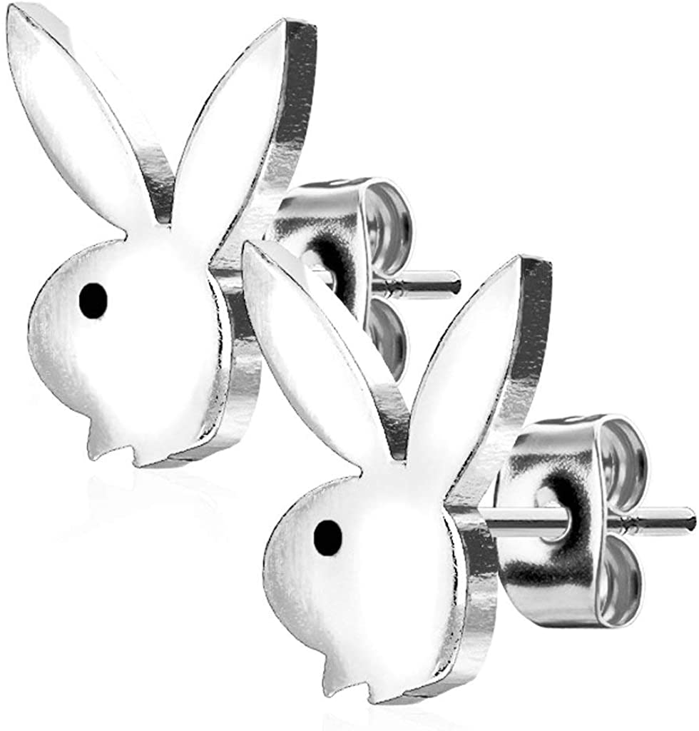 316L Surgical Steel Playboy Bunny Stud Earrings