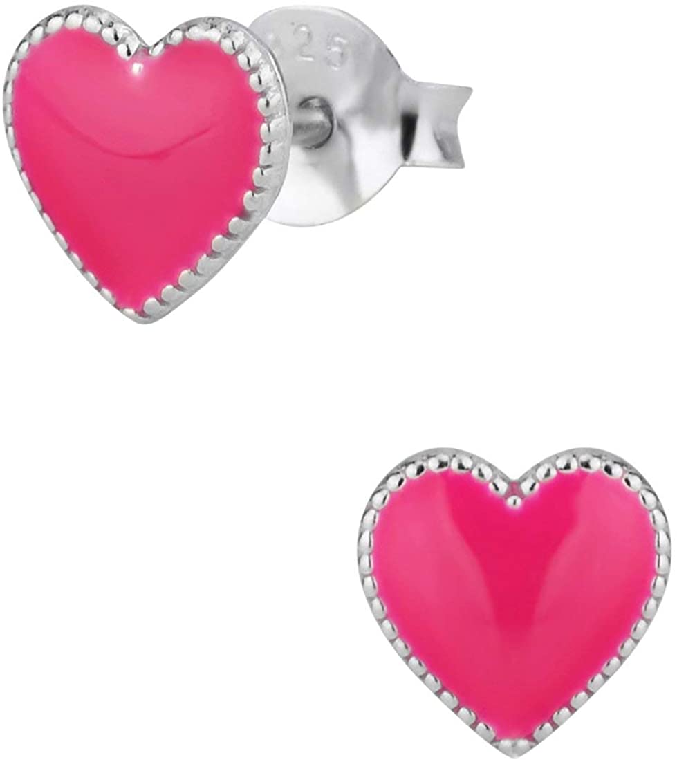 Hypoallergenic Sterling Silver Heart Stud Earrings for Kids, Nickel Free