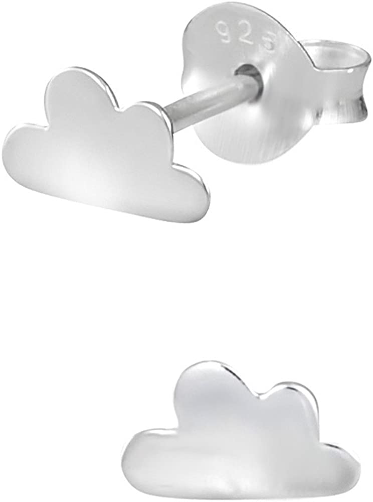 Hypoallergenic Sterling Silver Mini Cloud Stud Earrings for Kids (Nickel Free)