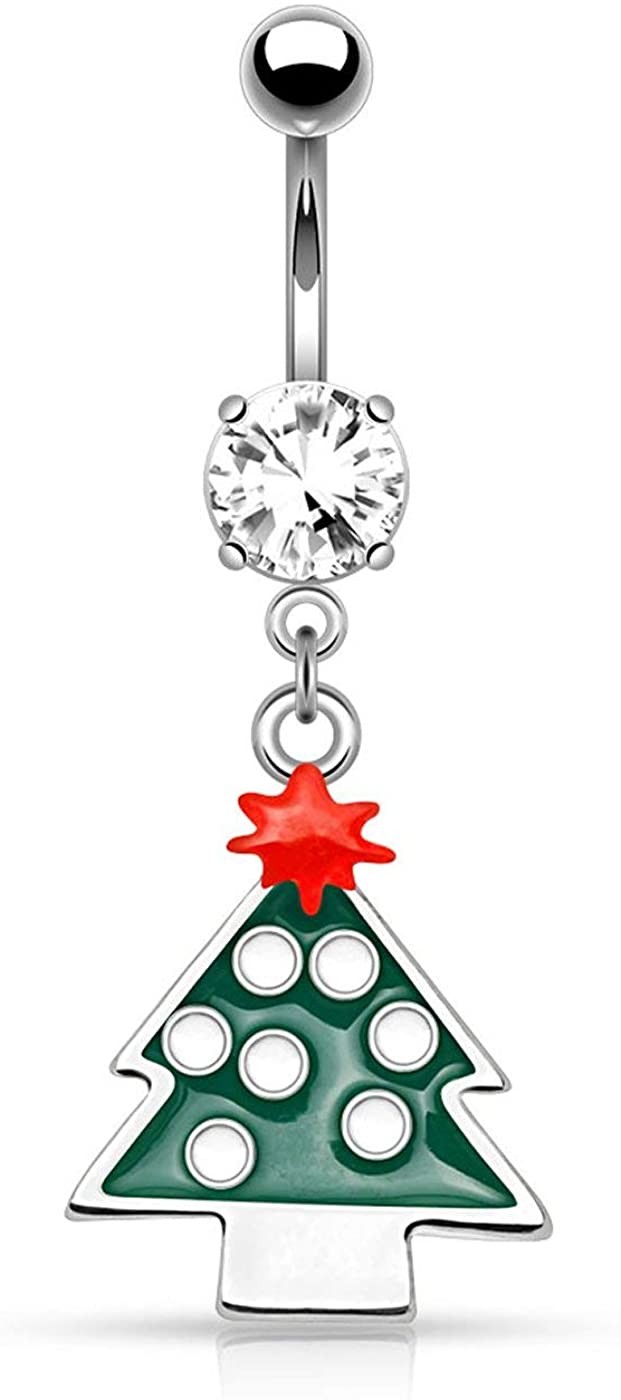 Forbidden Body Jewelry 14g Surgical Steel Christmas Themed Belly Button Ring (Choose Style)