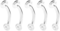 Forbidden Body Jewelry Super Value 5-Pack: 14-16g Clear Acrylic Body Piercing Retainers (Eyebrow/Belly Ring/Rook/Lip and More)