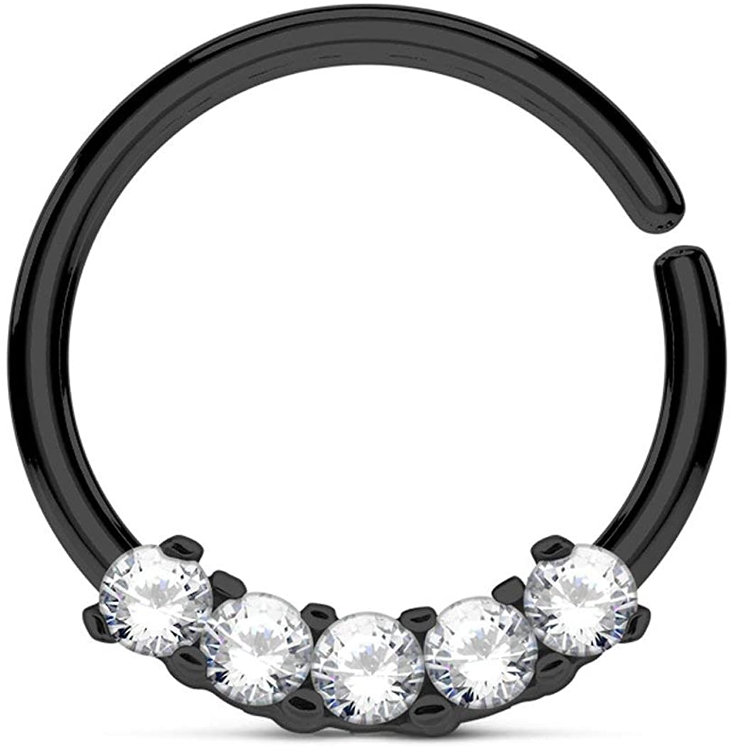 Forbidden Body Jewelry 16g Bendable Surgical Steel Comfort Ends CZ Cartilage/Septum Hoop-Pick Style/Color