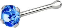 Forbidden Body Jewelry 22g Sterling Silver Aurora Borealis CZ Simulated Diamond Nose Stud, 2.5mm Crystal