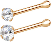 Forbidden Body Jewelry 22g 14k Gold CZ Simulated Diamond Micro Nose Stud, 1.25mm CZ Single