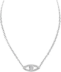 Kinzie Fashion 16" Sterling Silver Evil Eye CZ Simulated Diamond Pendant Necklace