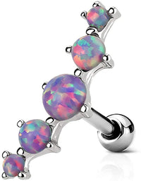 Forbidden Body Jewelry 16g Synthetic Opal Stone Curved Surgical Steel Cartilage/Helix Earring