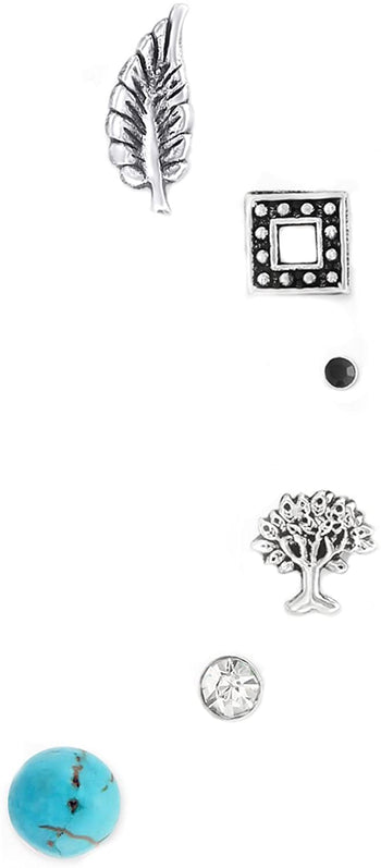 Forbidden Body Jewelry Multi-Pack Along-The-Ear Cartilage Stud Earring Set, 20g