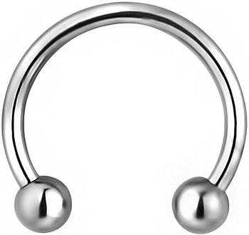 Forbidden Body Jewelry 16g 3/8 Titanium Septum Piercing Horseshoe Hoop Ring with 3 mm Balls