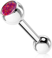 Forbidden Body Jewelry 14g 16mm Surgical Steel Tongue Piercing Barbell with 6mm Opalite Ball Top