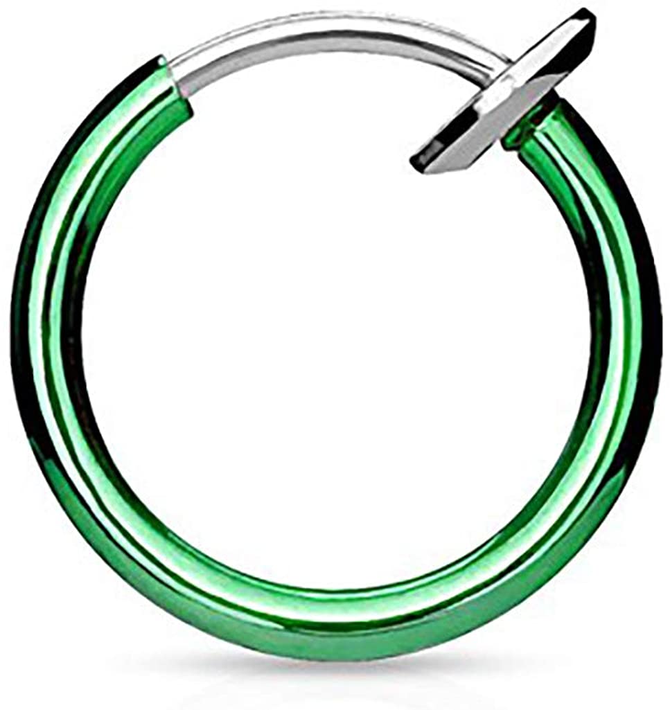 Forbidden Body Jewelry Surgical Steel Spring-Action Faux Septum, Ear & Nose Hoop (No Piercing Required)