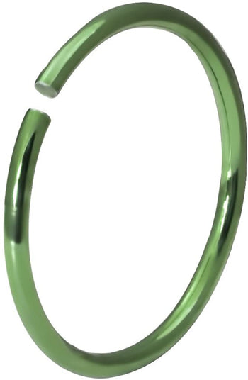 20g Surgical Steel Titanium IP Green 10mm Nose Hoop - Nose Piercing Jewelry