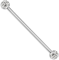 Forbidden Body Jewelry 14g 1.5 Inch (38mm) Surgical Steel Ferido Crystal Industrial Barbell (Choose Color)