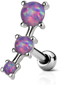 Forbidden Body Jewelry 16g Synthetic Opal Stone Curved Surgical Steel Cartilage/Helix Earring