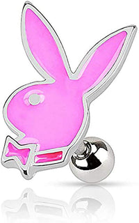 Forbidden Body Jewelry 16g Surgical Steel Glossy Colorful Epoxy Playboy Cartilage Stud Earring