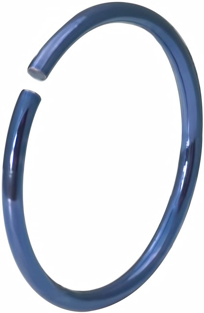 Forbidden Body Jewelry 20g Surgical Steel Titanium IP Blue 10mm Nose Hoop