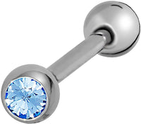 Forbidden Body Jewelry 14G 16mm (5/8 inch) Titanium CZ Crystal Tongue Ring