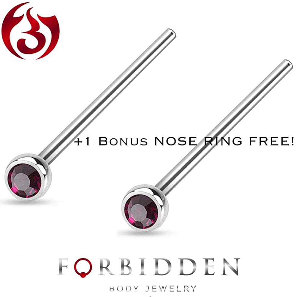 Forbidden Body Jewelry 18-20g Surgical Steel 2mm Press Fit CZ Fishtail Custom Bend Nose Stud