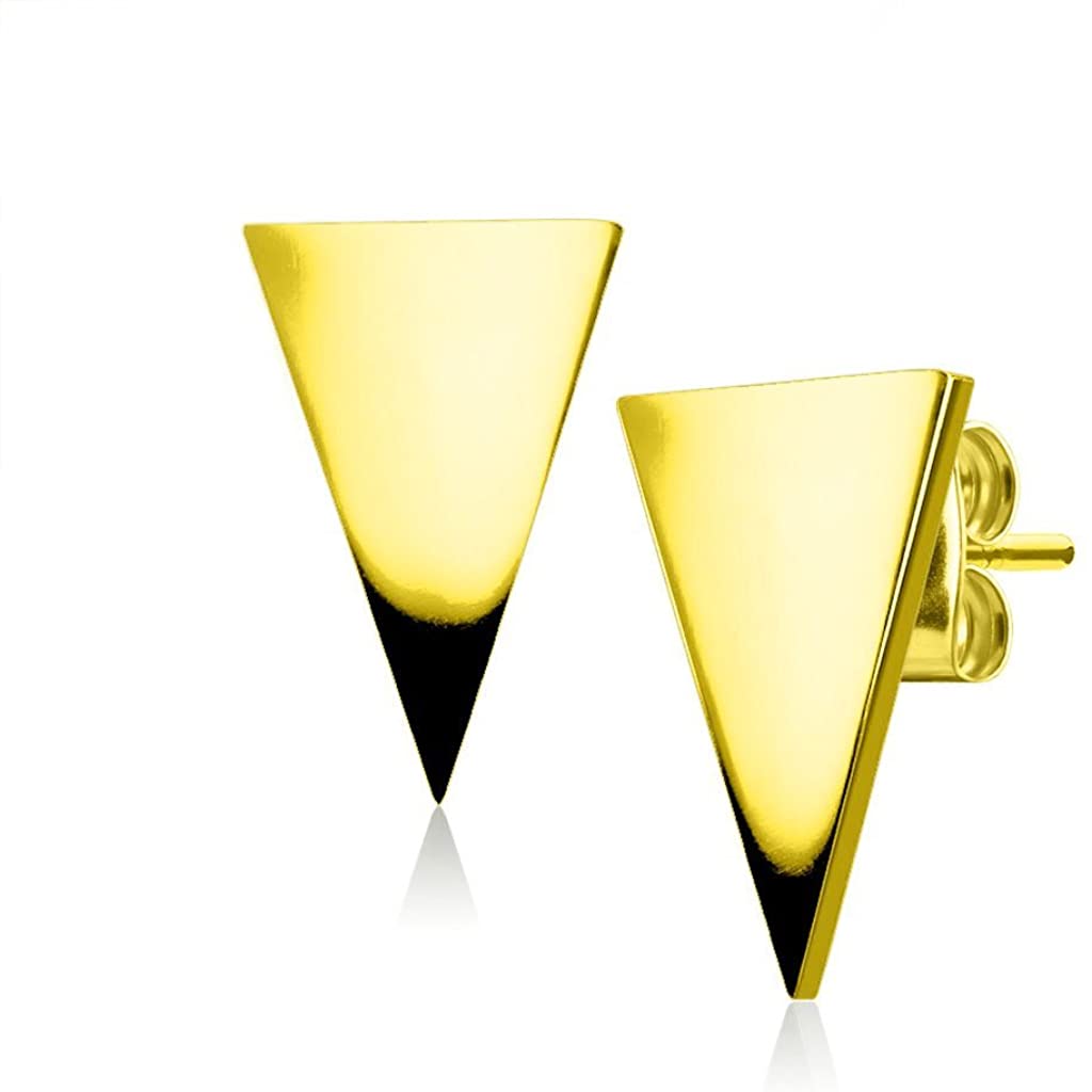 Hand Polished Surgical Steel Triangle Stud Earrings for Women