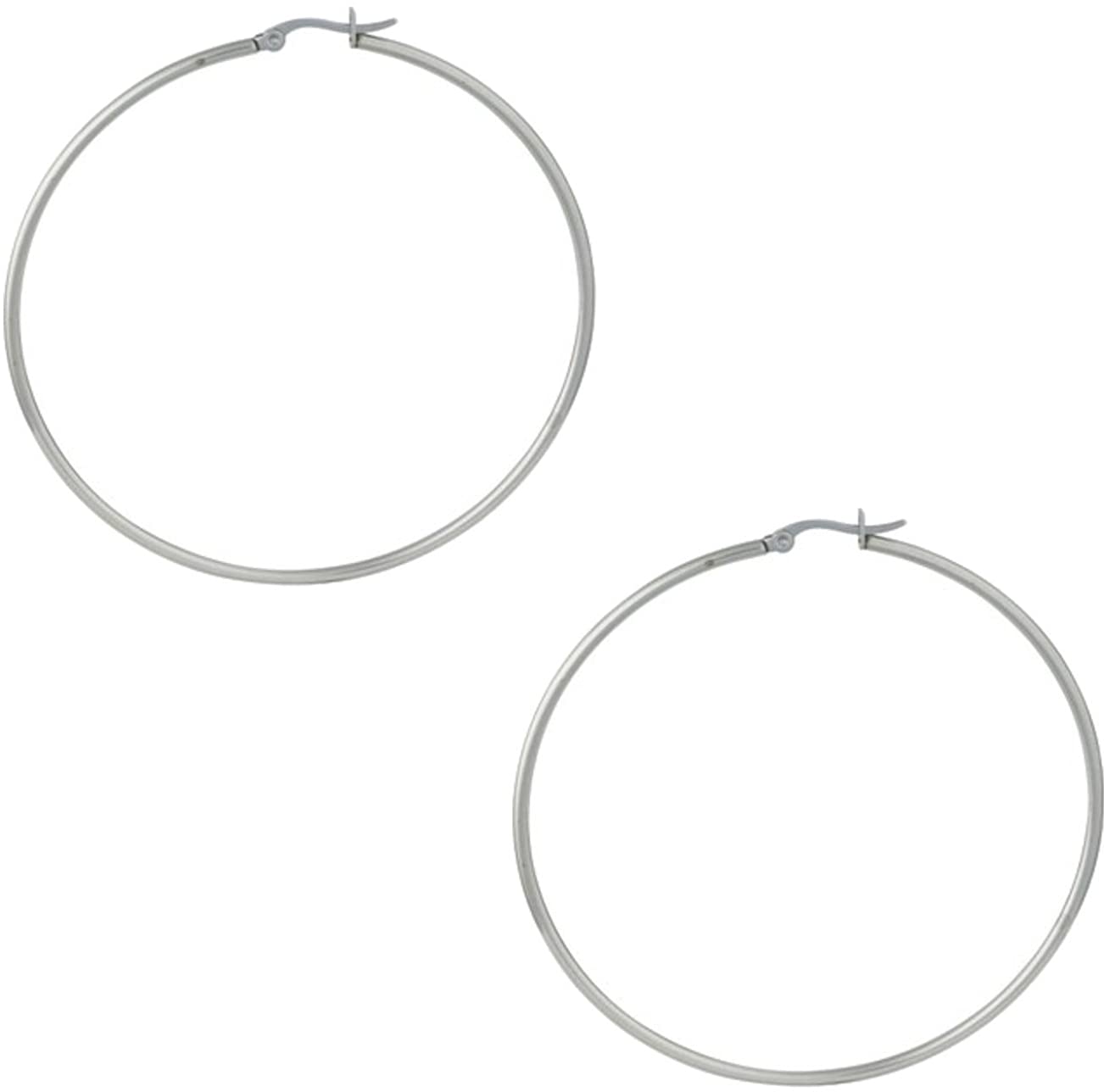 Stainless Steel 2.75" Hoop Earrings for Women