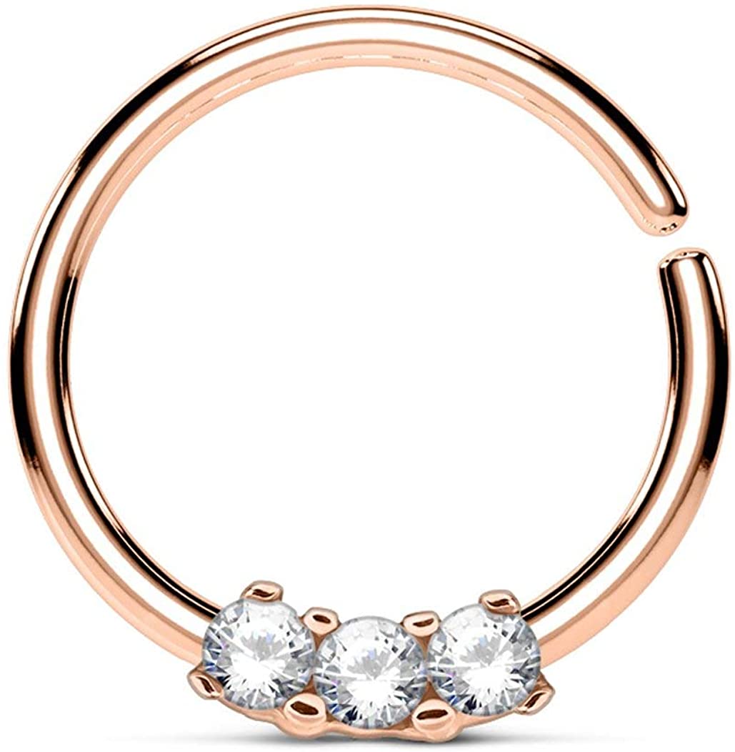 Forbidden Body Jewelry 16g Bendable Surgical Steel Comfort Ends CZ Cartilage/Septum Hoop-Pick Style/Color