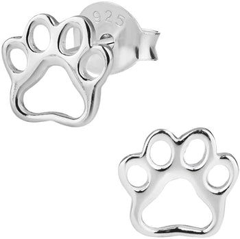 Hypoallergenic Sterling Silver Puppy Paw Print Stud Earrings for Kids (Nickel Free)