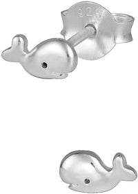 Hypoallergenic Sterling Silver Little Whale Stud Earrings for Kids (Nickel Free)