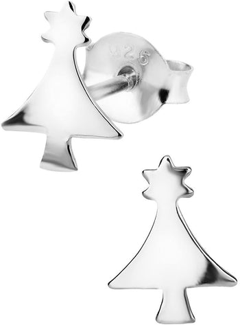 Hypoallergenic Sterling Silver Christmas Tree Stud Earrings for Kids (Nickel Free)