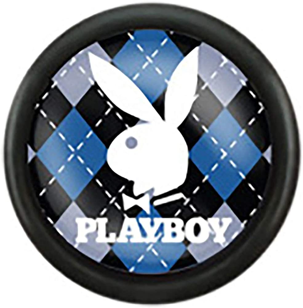 Forbidden Body Jewelry 16g Surgical Steel Playboy Logo Epoxy Inlay Cheater Plug Earrings (Pick Style)