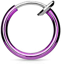 Forbidden Body Jewelry Surgical Steel Spring-Action Faux Septum, Ear & Nose Hoop (No Piercing Required)