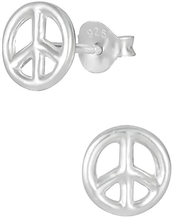 Hypoallergenic Sterling Silver Peace Sign Stud Earrings for Kids (Nickel Free)