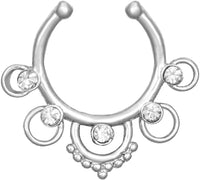 Non-Piercing Septum Jewelry: Fancy Crystal CZ Clip On Septum Hanger (No Piercing Required)