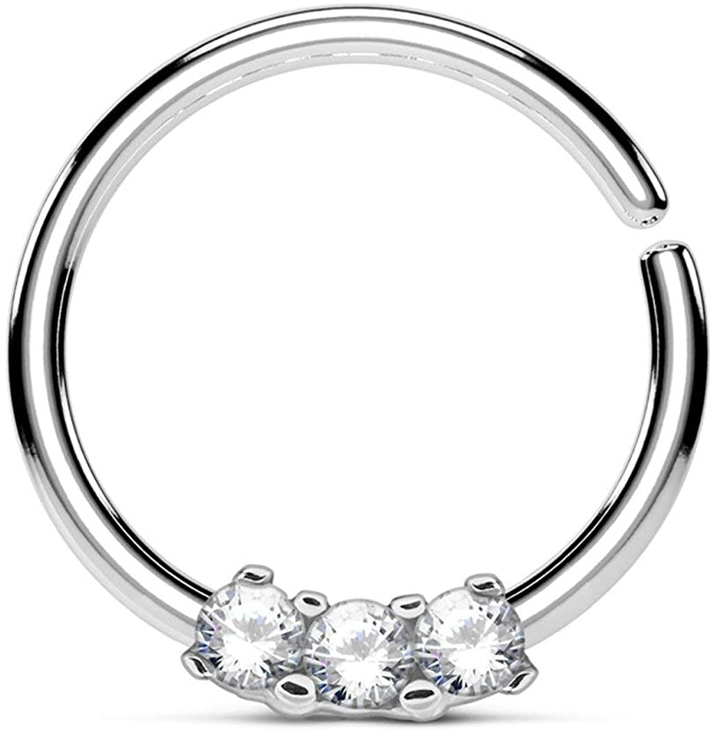 Forbidden Body Jewelry 16g Bendable Surgical Steel Comfort Ends CZ Cartilage/Septum Hoop-Pick Style/Color
