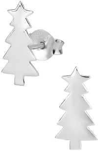 Hypoallergenic Sterling Silver Christmas Tree Holiday Stud Earrings for Kids (Nickel Free)