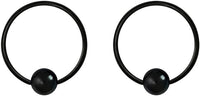 Pair 10g-20g Black/Rainbow Surgical Steel Captive Bead Body Piercing Hoops (Select Color/Gauge/Diameter)