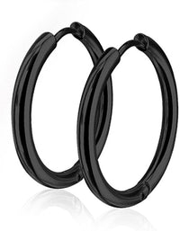 Pair of 10 or 12mm Surgical Steel Hinged Seamless Hoop Earrings