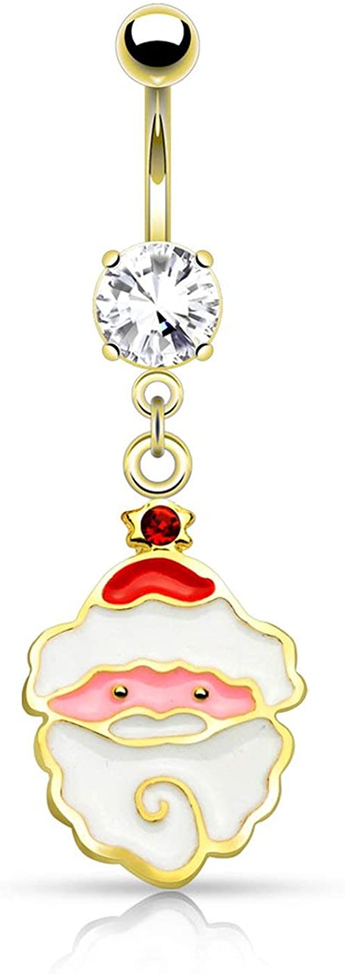 Forbidden Body Jewelry 14g Surgical Steel Christmas Themed Belly Button Ring (Choose Style)