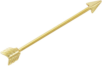 Forbidden Body Jewelry 14g 38mm (1.5 Inch) Gold IP Plated Surgical Steel Arrow Industrial Piercing Barbell