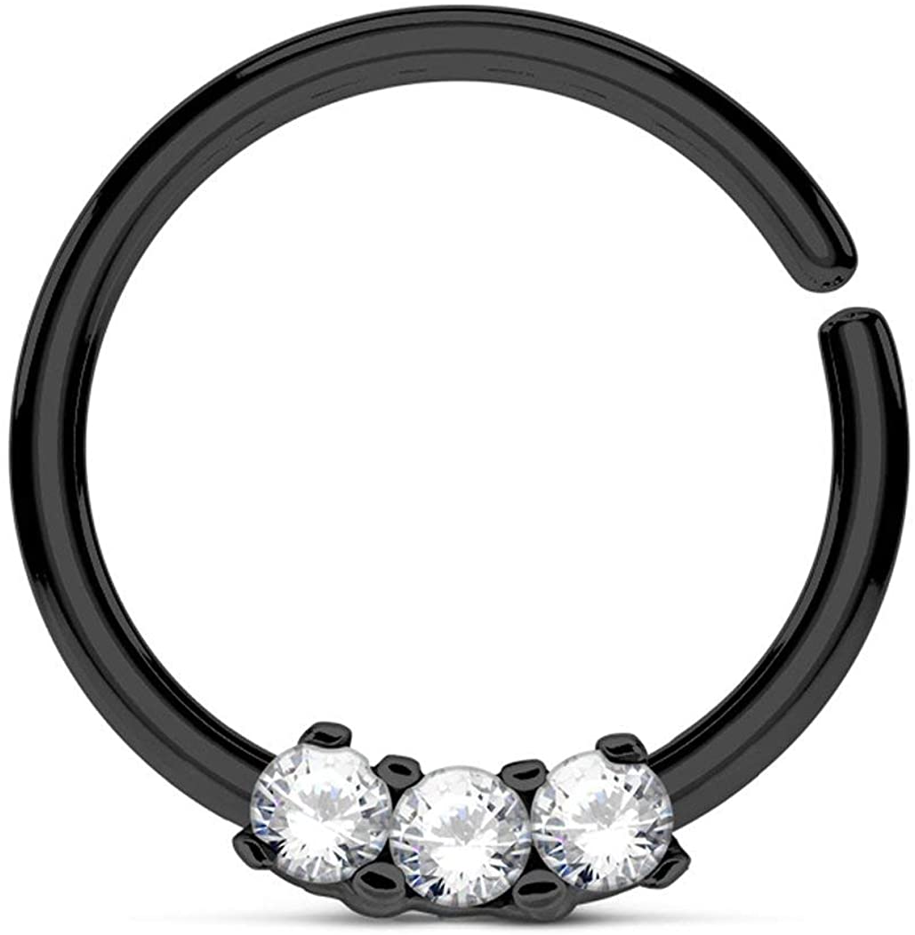 Forbidden Body Jewelry 16g Bendable Surgical Steel Comfort Ends CZ Cartilage/Septum Hoop-Pick Style/Color