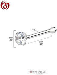 Forbidden Body Jewelry Set of 3 Nose Rings: 22g Sterling Silver CZ Simulated Diamond Micro Nose Studs