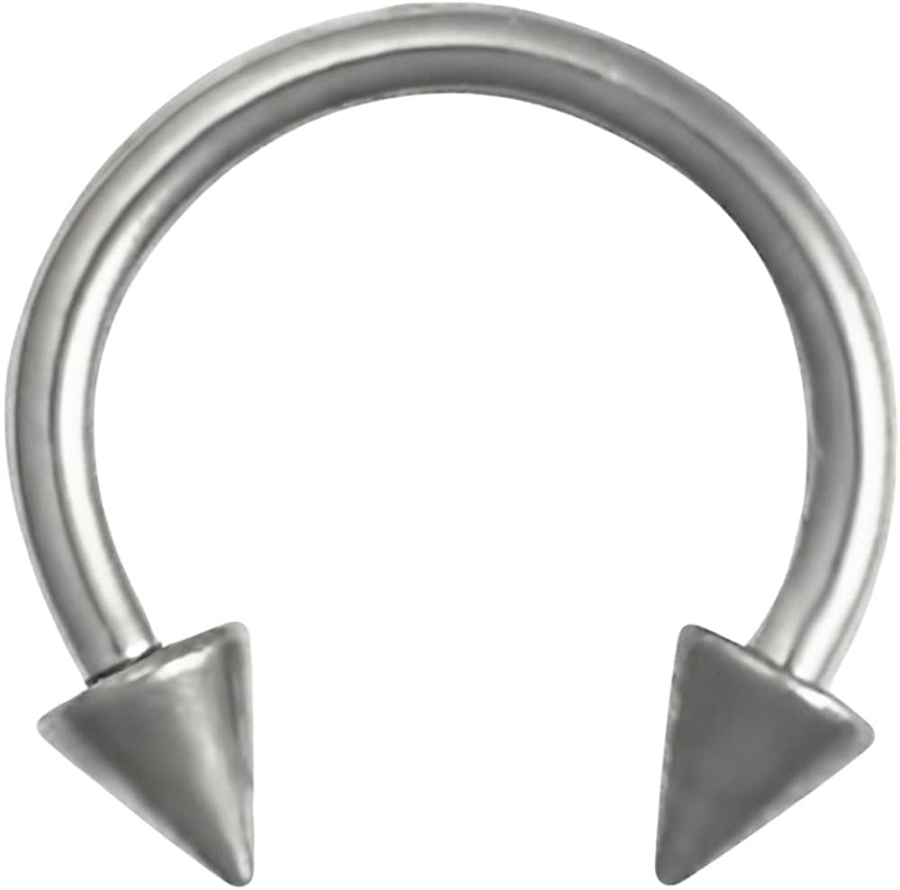 Forbidden Body Jewelry 16g Septum Ring - 16 Gauge 5/16" G23 Titanium Spike Horseshoe Septum Ring