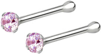 Forbidden Body Jewelry 22g Sterling Silver CZ Simulated Diamond Micro Nose Stud, 1.5mm Crystal