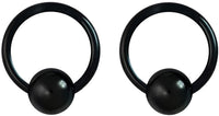 Pair 10g-20g Black/Rainbow Surgical Steel Captive Bead Body Piercing Hoops (Select Color/Gauge/Diameter)