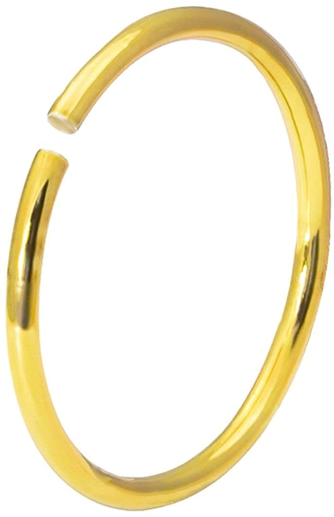 Forbidden Body Jewelry 20g 8mm Surgical Steel Titanium IP Plated Gold Nose Hoop (Single)